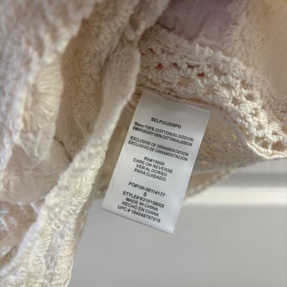 Democracy Boho Cottagecore Crochet Lace Floral Beige Top Lace Size Small - Picture 5 of 8